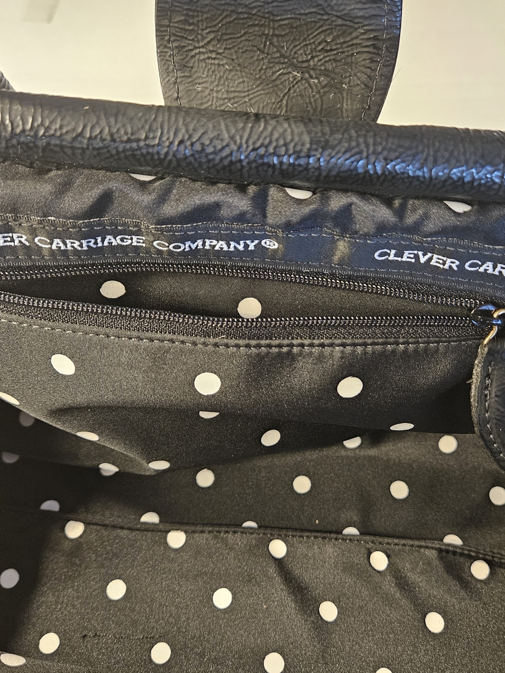 Clever Carriage Calf Hair Black & White Houndstooth Satchel with Black Trim - Picture 8 of 16